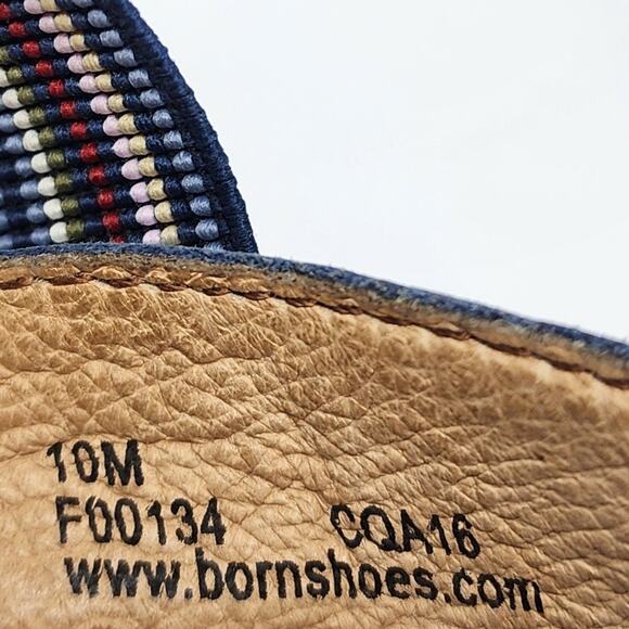 Born Parson Flat Sandals Women 10M Blue Leather Striped Elastic Comfort Shoes - Picture 11 of 15